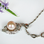 Perlenkette, Halskette Süßwasserperlen, platiniert, 4166